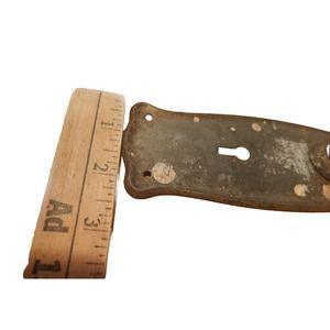 Set Of 2 Antique Victorian Brass Door Knob Backplates Keyhole Cast